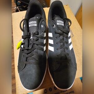 Adidas Men's 14 Neo Cloud Foam Black and White Low Top Lace Sneakers